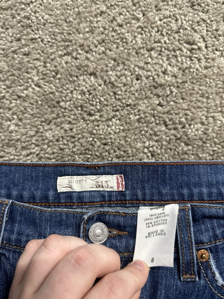Pantalones Cortos Levi's 515 Mujer 8 Azul Jean Puño Elástico Bermuda Lavado Medio 10" Entrepierna Foto 3 de 4