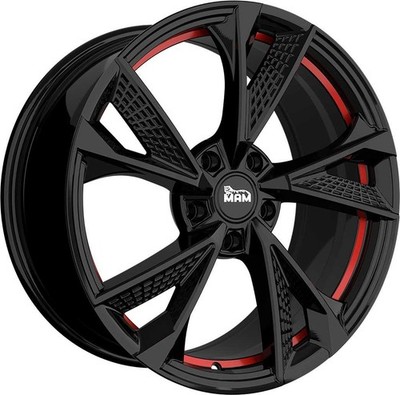2x MAM RS6 black painted red inside 8x18 ET38 - LK5/100 ML63.4 Felge Alu