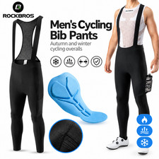 ROCKBROS Men's Cycling Bib Tights 3D Padded Thermal Fleece Winter Bike Pants