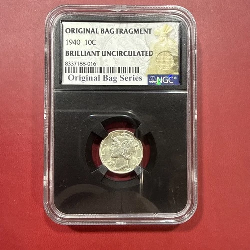 1940 NGC Brilliant Uncirculated Mercury Dime 10c Original Bag Fragment Series
