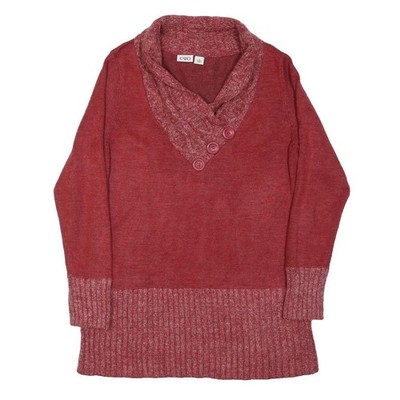 CATO Damen Rot Gestrickter Rollkragen Pullover XL Zopfmuster Strickjacke