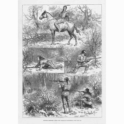 MINNESOTA Jagd unter den Indianern - antiker Druck 1880