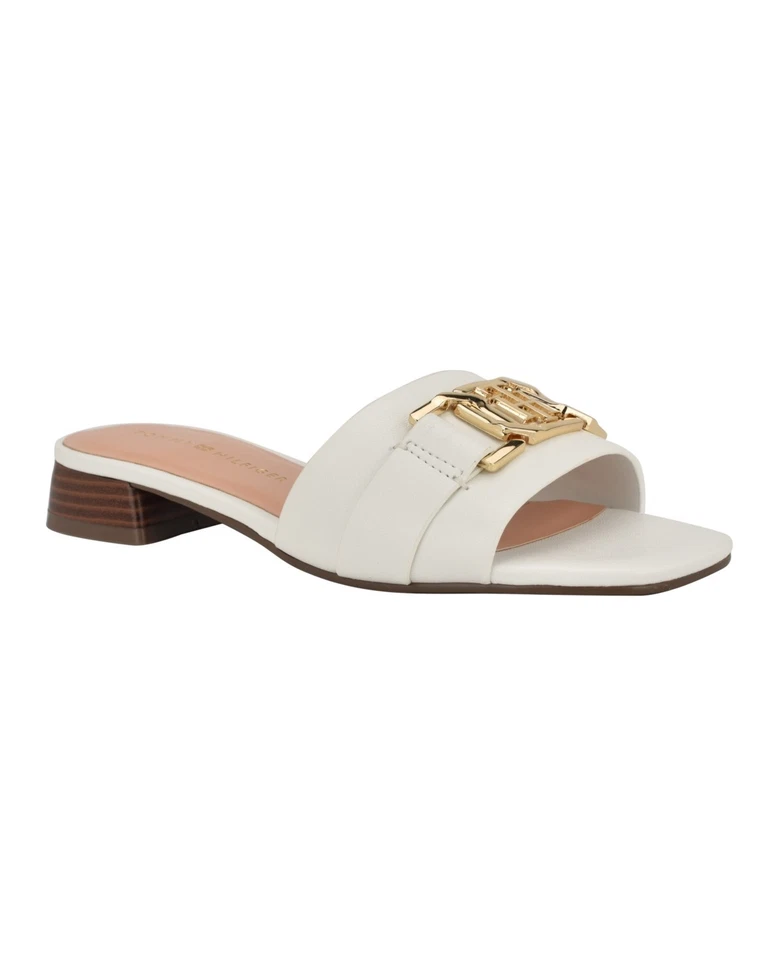 Sandalias deslizables Tommy Hilfiger Meliei de tacón ancho para mujer - blancas Foto 4 de 4