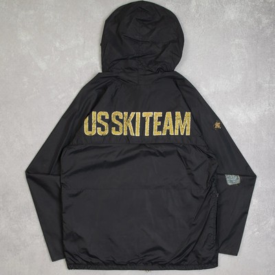 Vintage Hooded US Ski Team Half Zip Jacket Large Men's 1980s Black Windbreaker