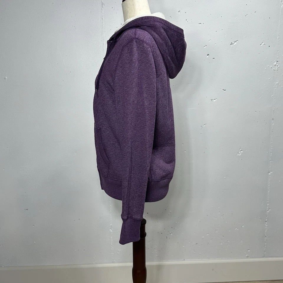 Faded Glory Hoodie Womens L Purple Sherpa Lined Fleece Full Zip Sweatshirt A329 - Image 4 of 4