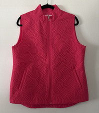 Womens L Vest Pebble Beach Dry Luxe Performance Golf Links Hot Pink Quilted