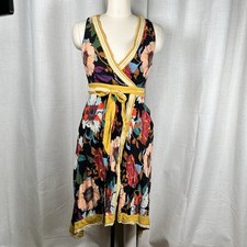 Maeve Anthropologie Botanical Floral Faux Wrap Handkerchief Midi Dress Size 2