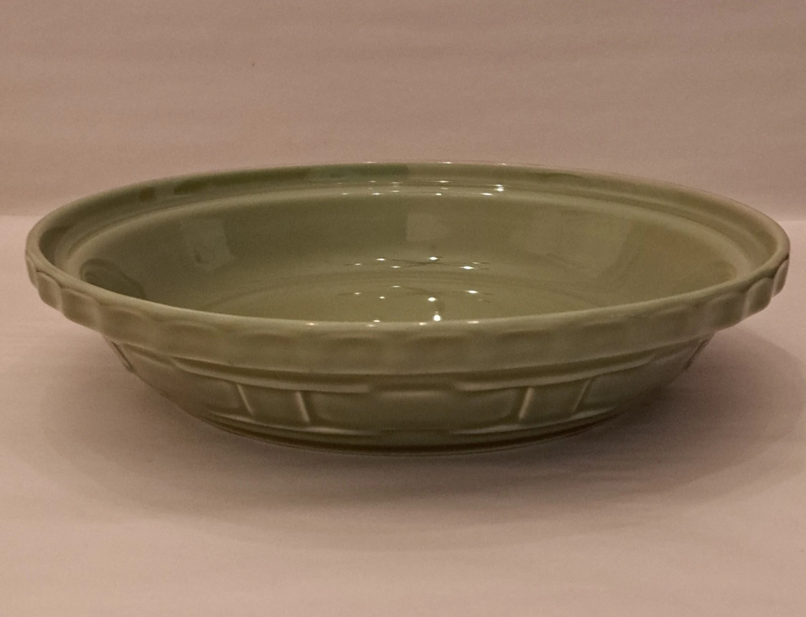 Longaberger Woven Traditions Sage Green Pie Dish/Plate 10 1/4"