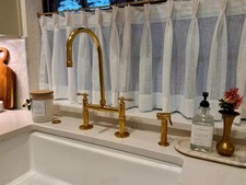 Vintage Unlacquered Brass Kitchen Faucet | Antique Bridge Style Sink Faucet