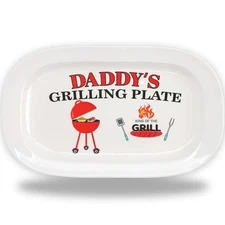 Dad Grilling Platter Father Birthday Gift 9x14, BBQ Serving Tray King of Grill