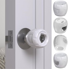HEOATH Innovative Door Knob Safety Cover for Kids 4 Pack New Hidden White