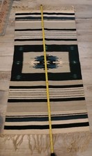 Southwest Aztec Navajo Hand Woven Wool Rug Wall Hanging 56" X 25"