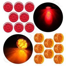 16x red amber 2 inch Round 9 LED Side Marker Clearance Turn Signal Tail Light