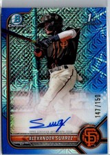ALEXANDER SUAREZ 2022 BOWMAN CHROME 1ST BLUE MOJO REFRACTOR ROOKIE AUTO /150 🔥