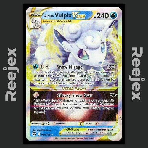 Alolan Vulpix VSTAR - 034/195 - Ultra Rare - Silver Tempest - Pokemon - NM/M