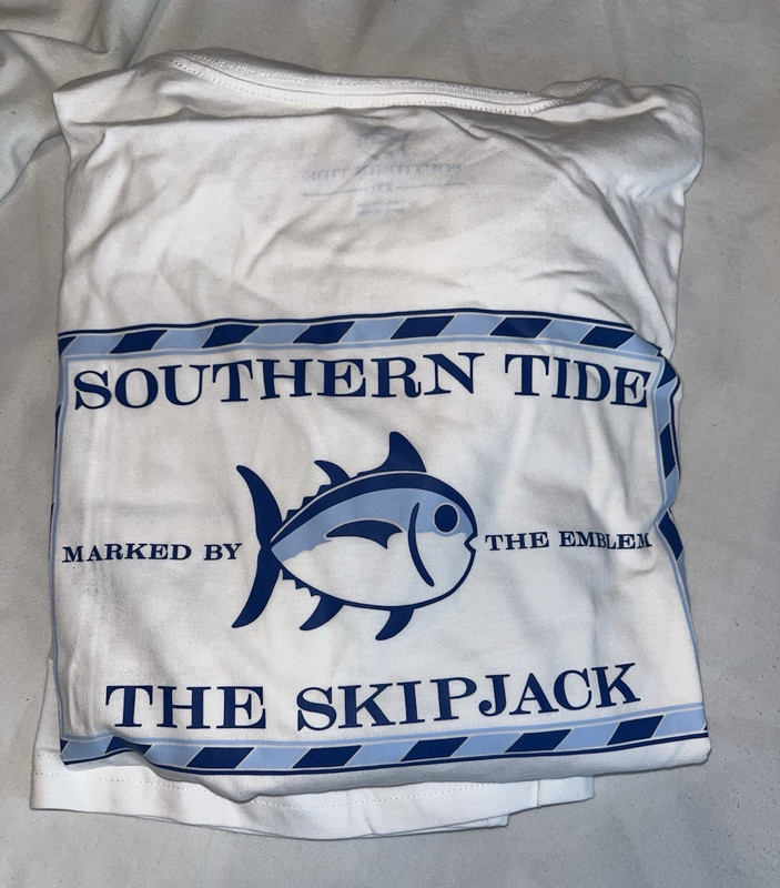 Southern Tide Men’s XXL White Short Sleeve Crew Neck Cotton Skipjack Fish Tee