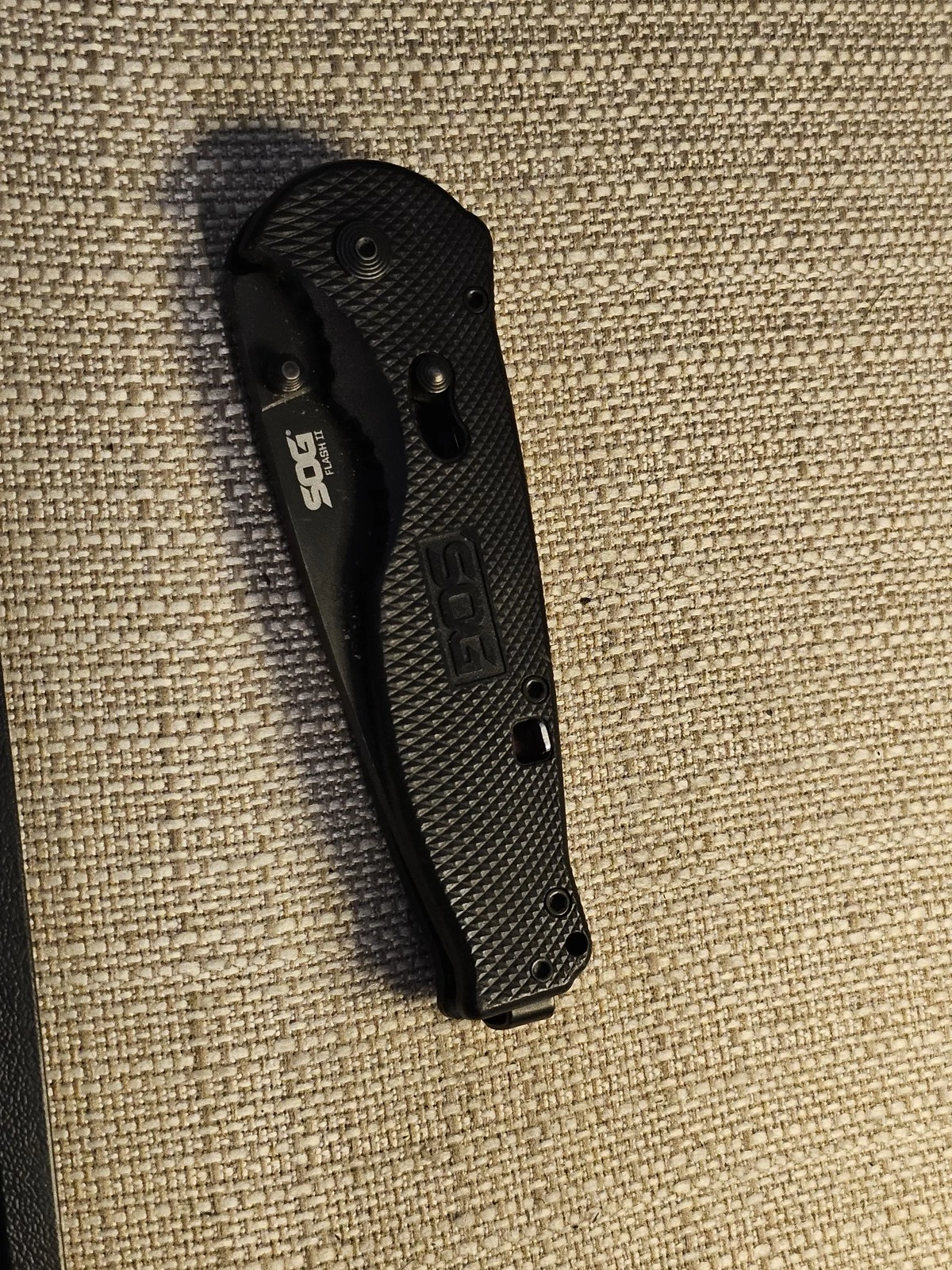 SOG Flash II Black Handle Partially Serrated Folding Knife