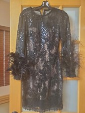 Jovani Black Dress With Feather Sleeves Size 0