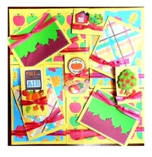 Sewn Premade Scrapbook Page/Sewn Mat Set - 12 pieces: Pumpkin Patch