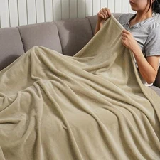  Ultra Soft Fleece Throw Blanket, No Shed No Pilling Throw(50" x 60") Khaki