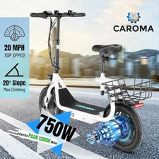 Adult Electric Scooter With Seat 750W 30 Miles Range Commuter Folding E-Scooter