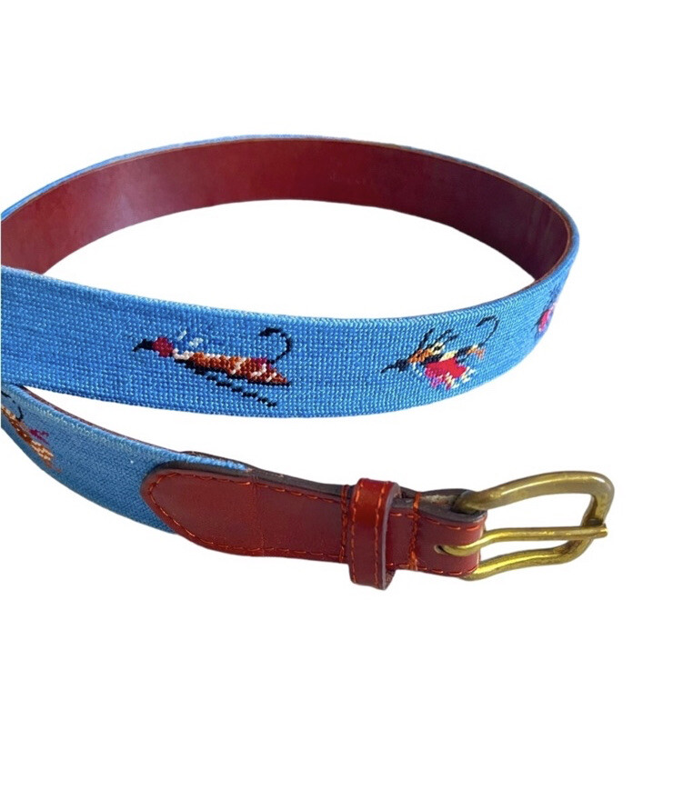 SMATHERS & BRANSON Fishing Flies Needlepoint Belt Siz… Gem