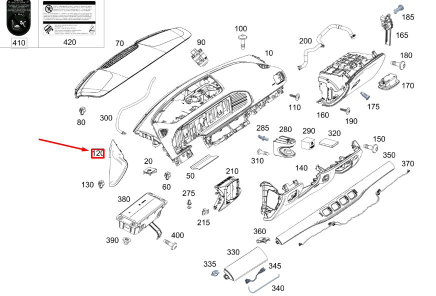 Garniture latérale de montant gauche pour MB GLE W167 A16768071009051