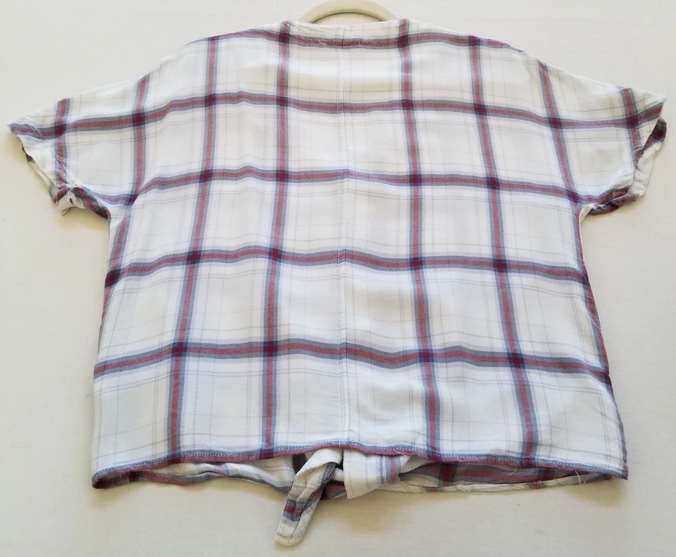 Camisa Como Vintage Abotonada Para Mujer Pequeña S Azul Rojo Blanco Cuadros Mangas Cortas Foto 3 de 4