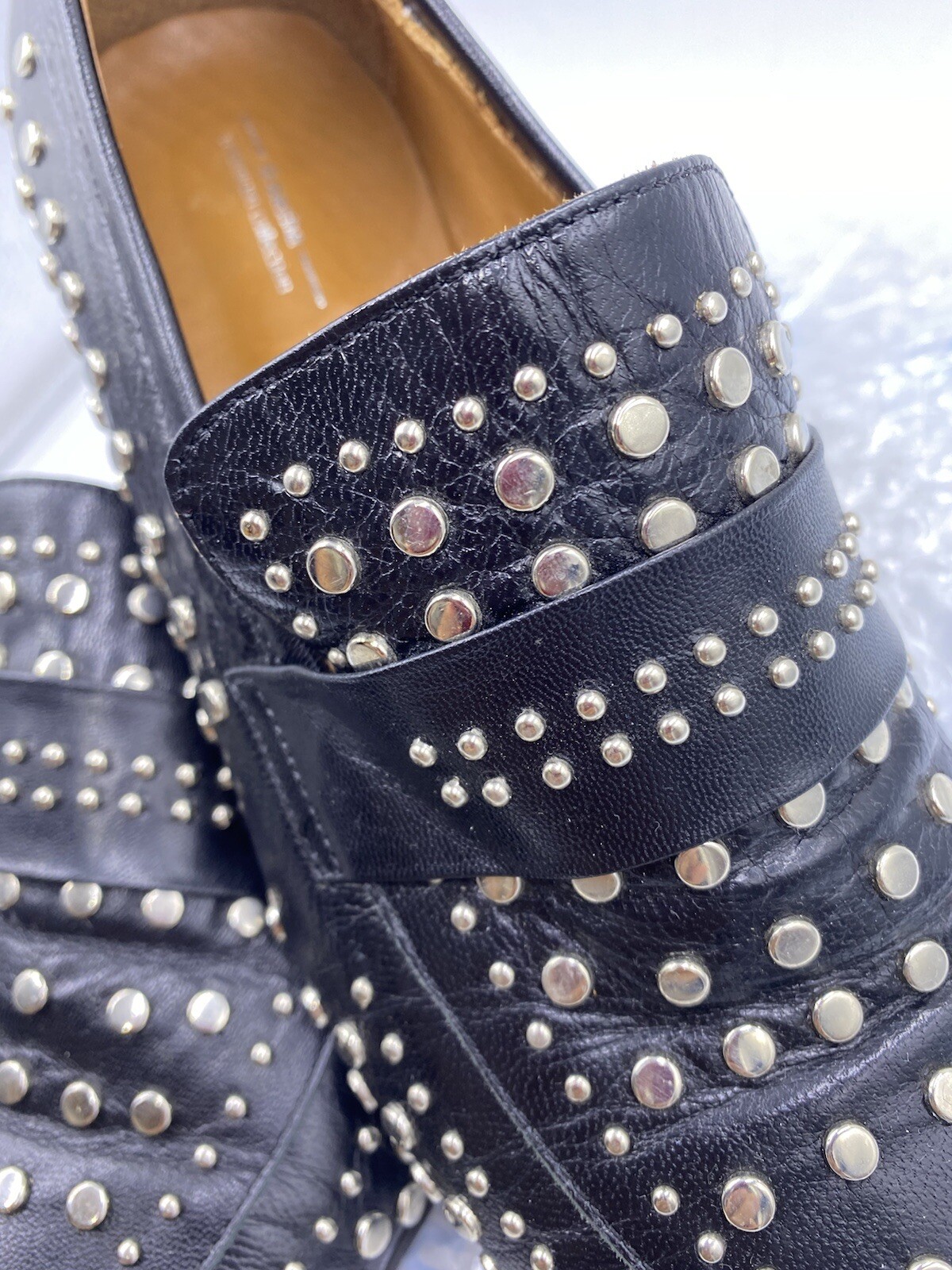 SACHA Leather Studded Loafers Flat 