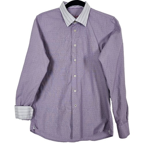 Chemise Habillée Robert Graham Pour Garçon – Taille S (8) – Violet à Carreaux Géométriques