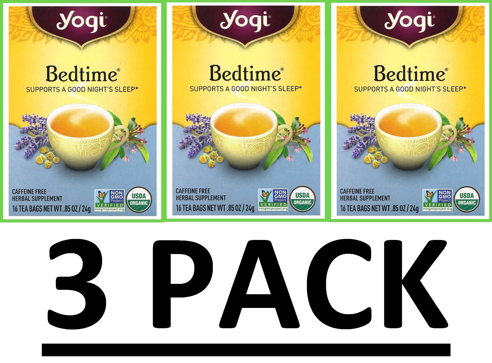 Yogi Tea - Bedtime - Supports a Good Night&rsquo;s Sleep - 3 Pack, 48 Tea Bags *FRESH