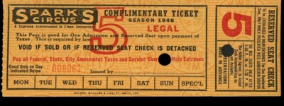 1946 Sparks Circus Ticket- env1