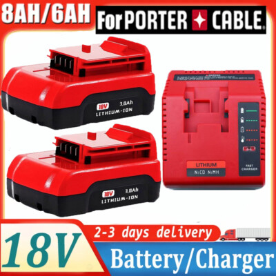 18V Lithium Battery / Charger for Porter Cable PC18B 18-Volt Cordless Tools PC18