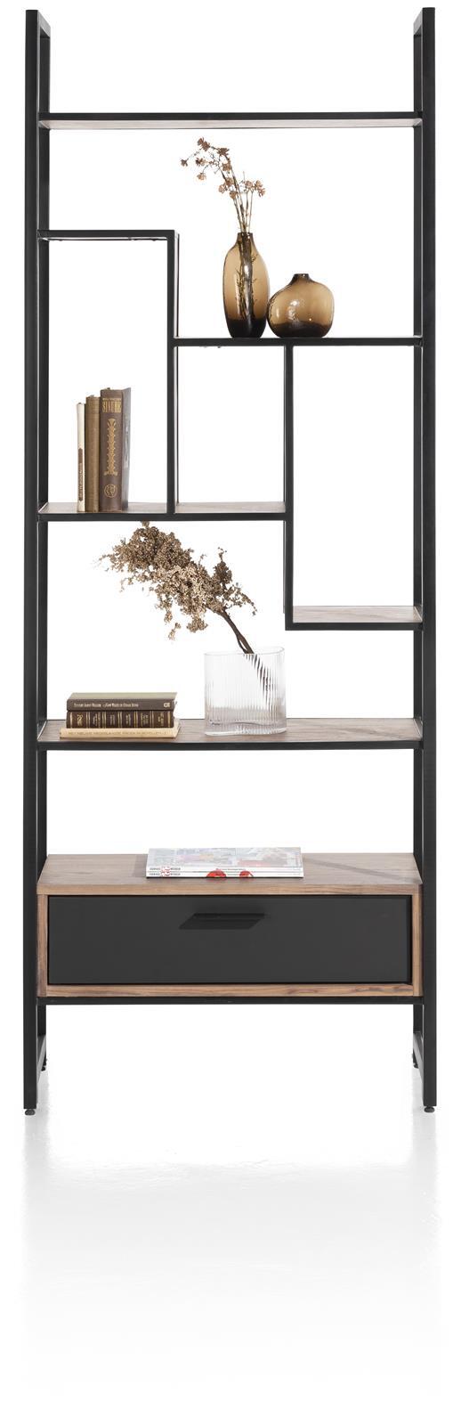 XOOON Bcherregal Torano Raumteiler Nussbaum Schwarz 1-Lade 7-Nischen 227990₽