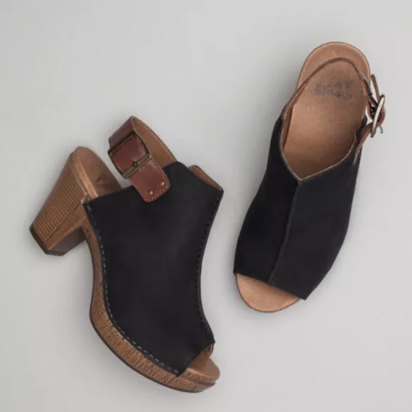 New DANSKO REGGIE Peep Toe Wedge Sandals 41 10.5 eBay