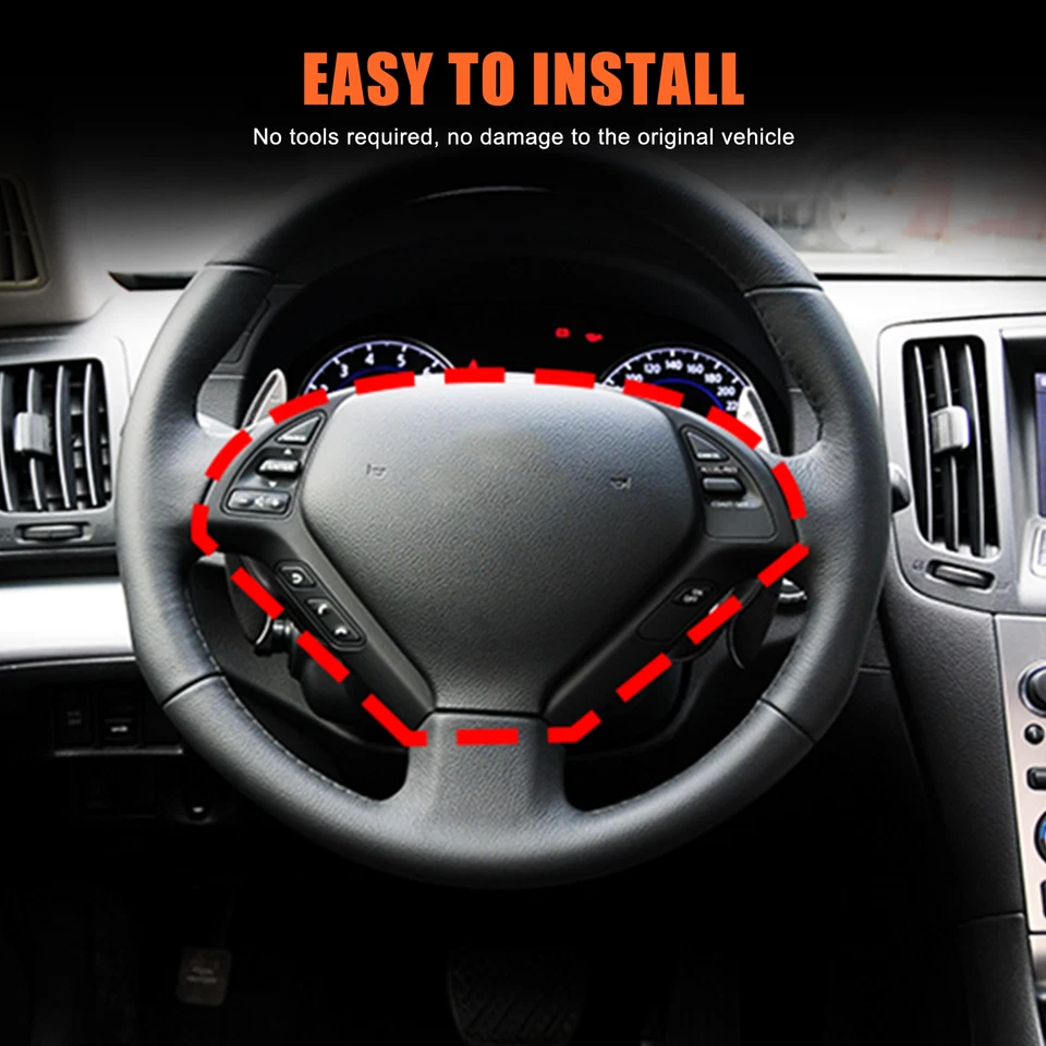 Carbon Fiber ABS Car Steering Wheel Button Cover Trim For Infiniti G37 2010-2013 - Image 4 of 4