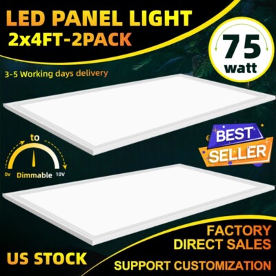 2-16pcs 2X4FT LED Panel Light 75W Drop Ceiling Troffer Flat Fixtures Home Lights