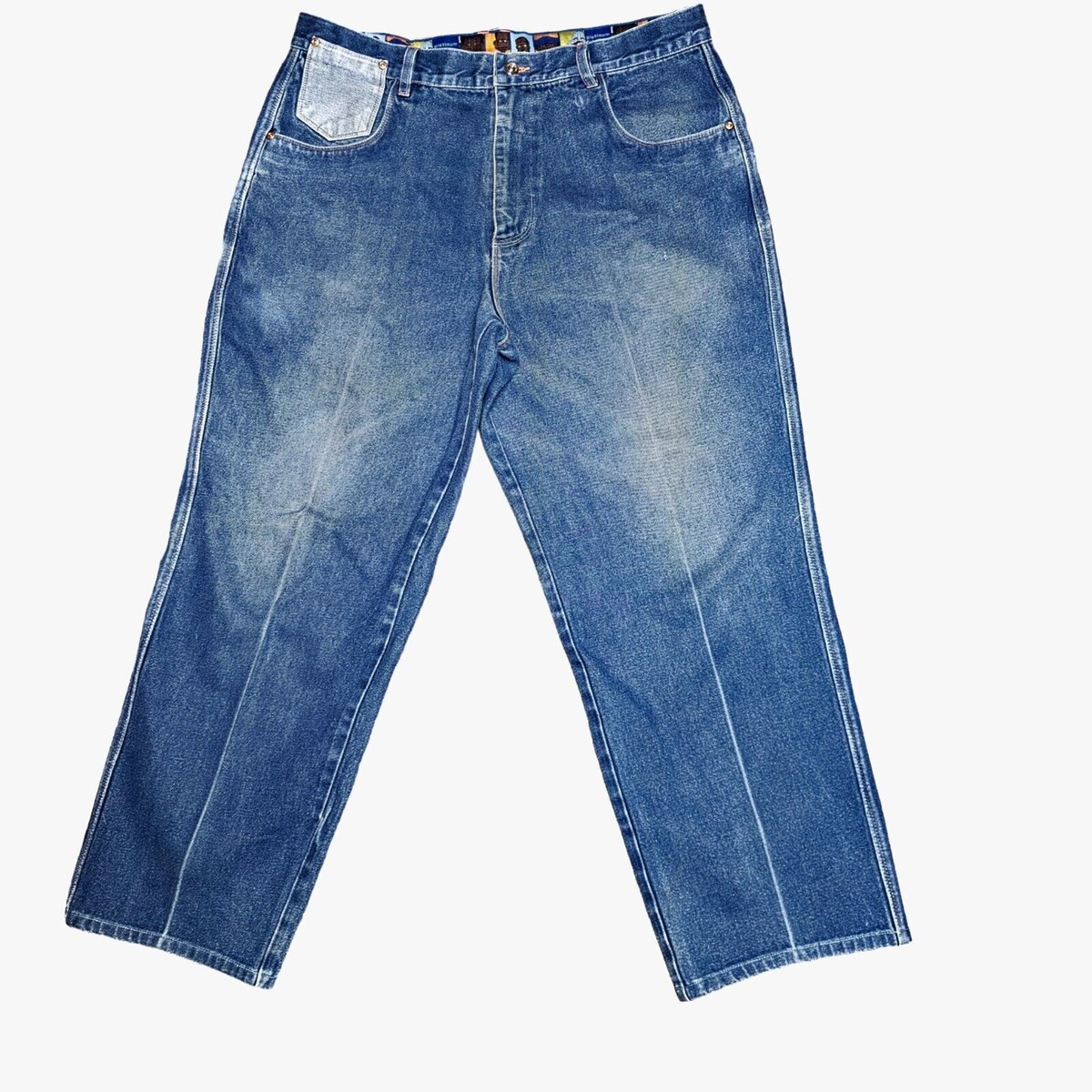 Platinum Fubu Jeans Fat Albert Streetwear Baggy Y2K HipHop