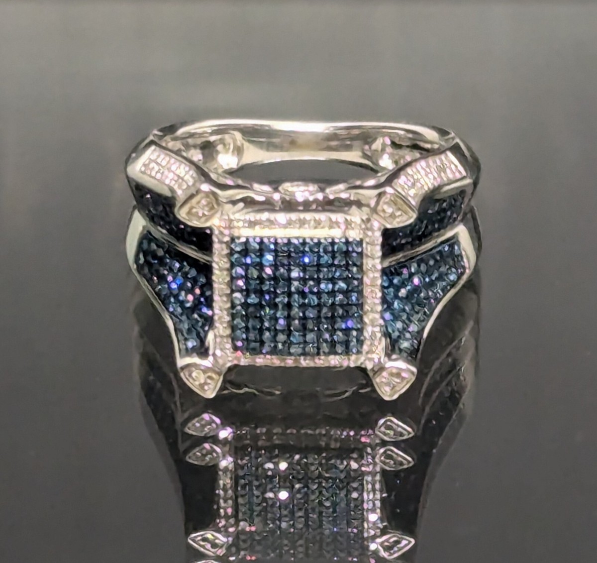 Size JTV Sterling Silver Blue Velvet Micro pave Real Diamonds