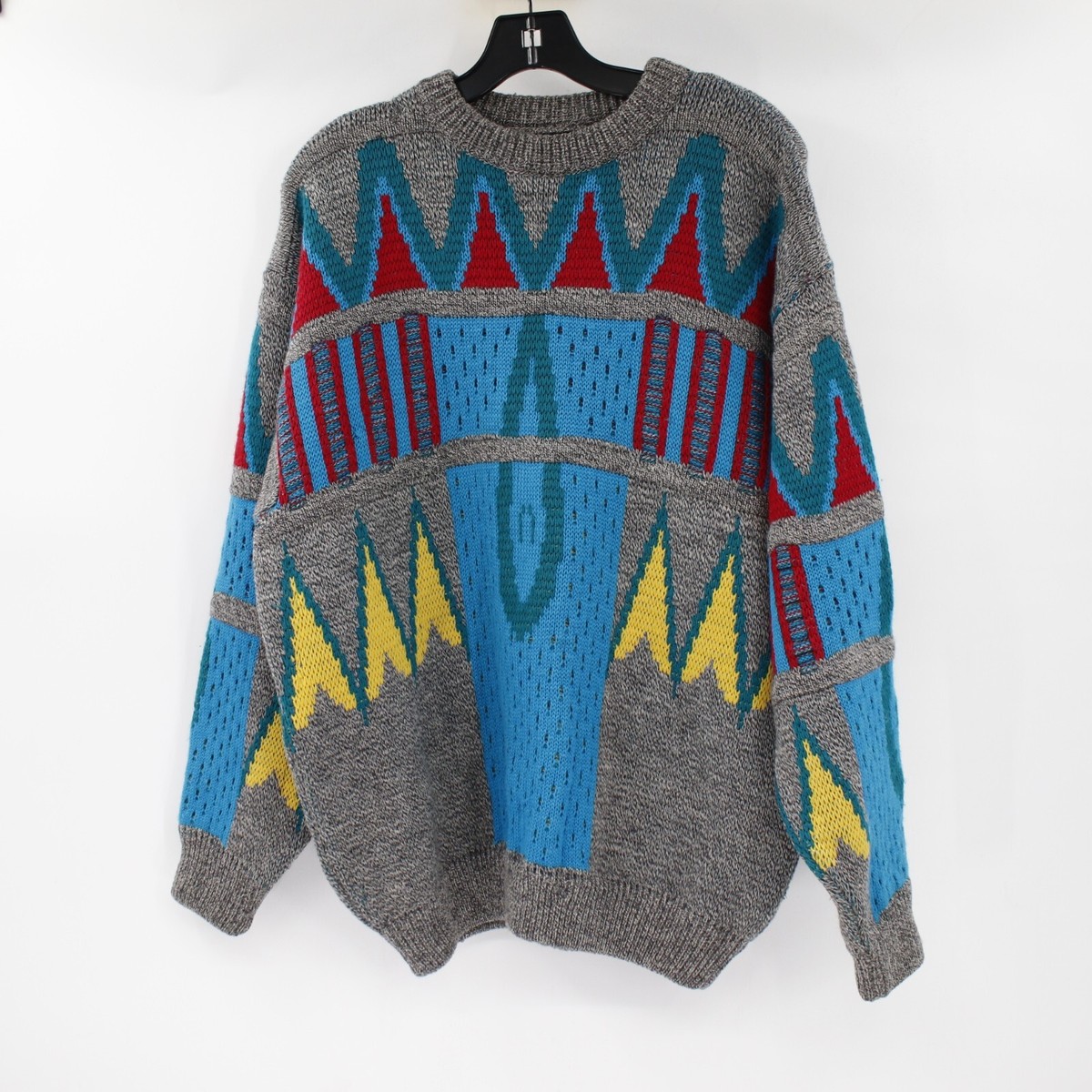 【USA古着】old-coogi 3d knit pure new wool Vintage coogi sweater Mens small wool 3D knit multicolor