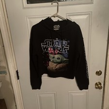 Star Wars Yoda Black Hoodie Large EUC