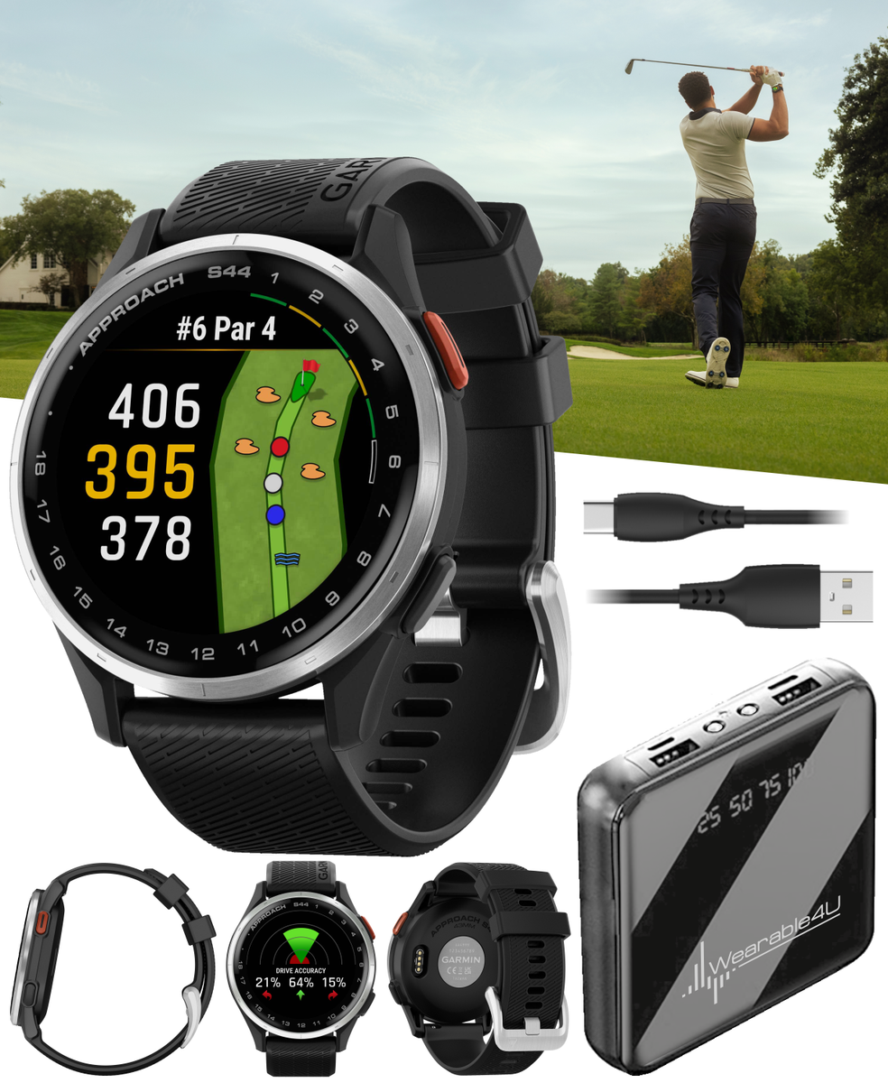 Garmin Approach S44 Golf GPS Smartwatch Silver/Black with Power