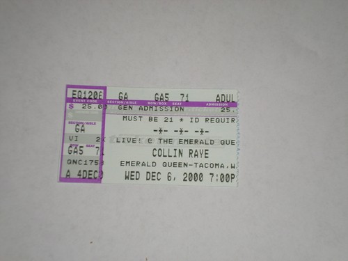 Collin Raye Concert Ticket Stub-2000-Tracks Tour-Emerald Queen-Tacoma,WA