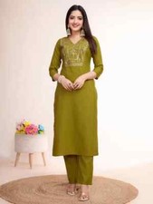 Indian Women's Cotton Blend Kurti Pant Set Designer Salwar Kameez Party Wear