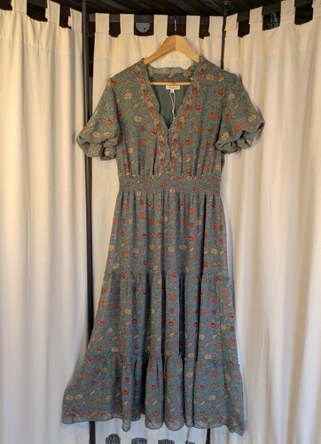 NWT Max Studio London Floral Sage Green Tiered Maxi Dress Size XL List: $178