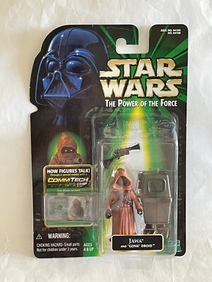 1999 Star Wars POTF Jawa and Gonk Droid Comm Tech Chip .0000 Green card New