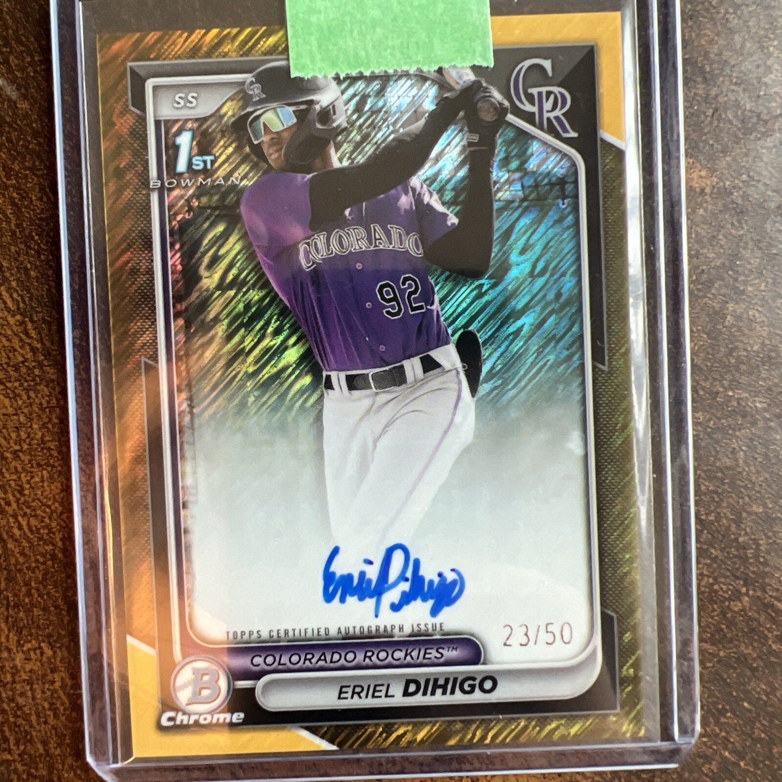 ERIEL DIHIGO 2024 BOWMAN CHROME 1ST GOLD SHIMMER REFRACTOR AUTO /50