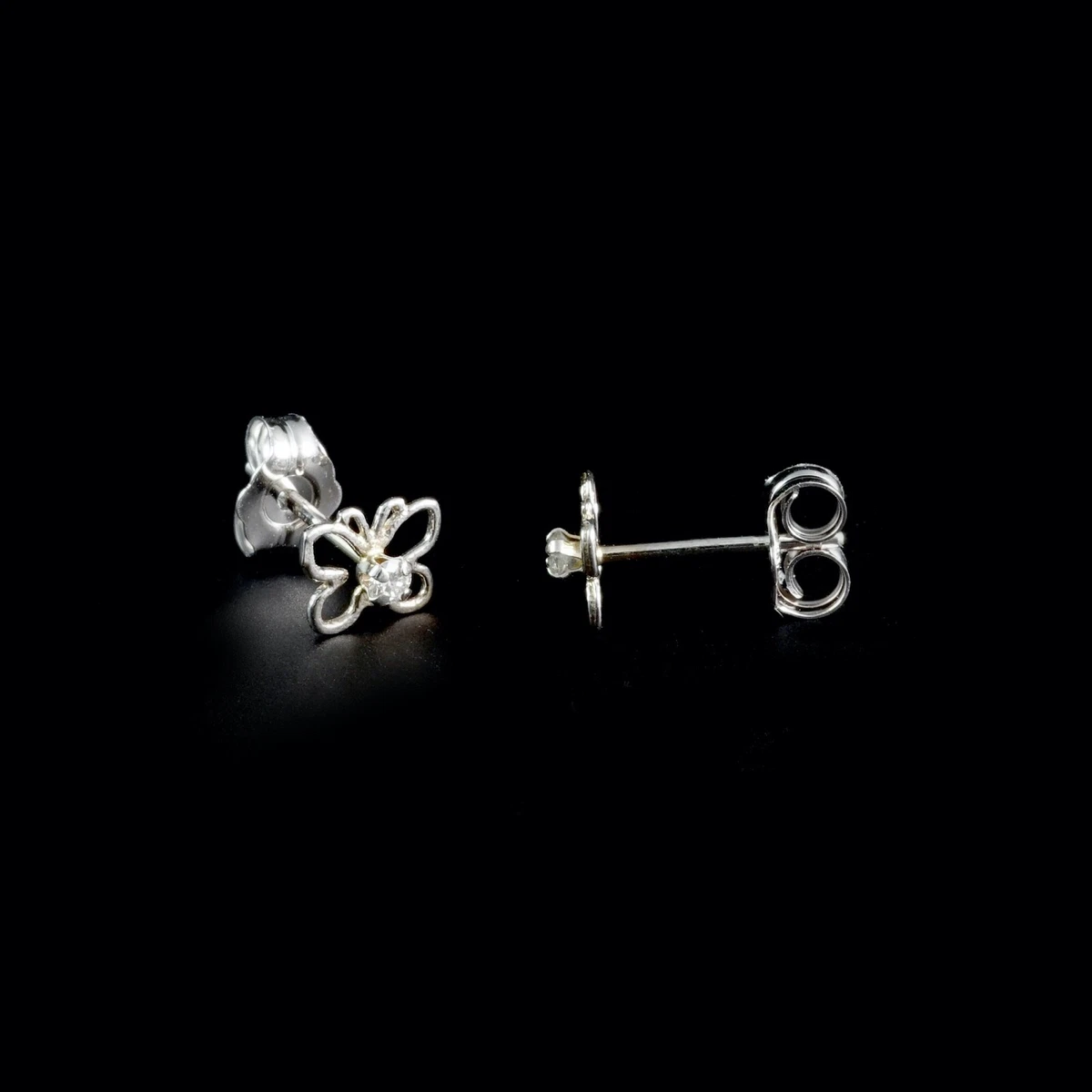 9ct White Gold Butterfly Diamond Stud Earrings 0.07ct