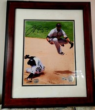 Steiner  NY Mets Jose Reyes Signed  Photo COA Card  Small  Frame Damage