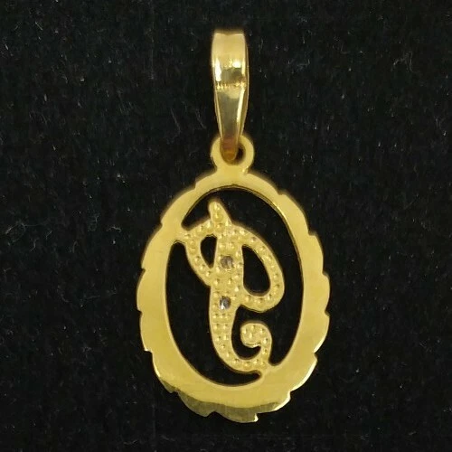 Pendant Gold 18k 750 Mls . Initial Letter Name Letter P With Zircons